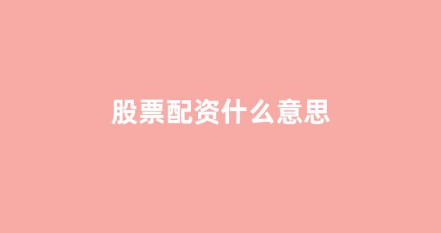 配资是什么意思